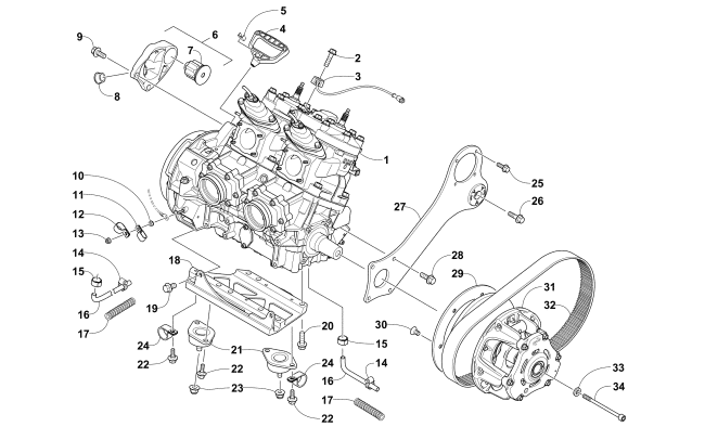 Parts Diagram for Arctic Cat 2016 ZR 6000 R XC SNOWMOBILE ENGINE AND RELATED PARTS