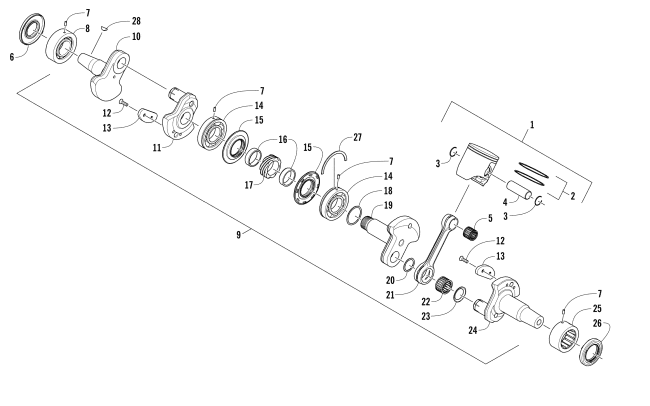 Parts Diagram for Arctic Cat 2017 ZR 6000 RS LTD ES 129 SNOWMOBILE PISTON AND CRANKSHAFT