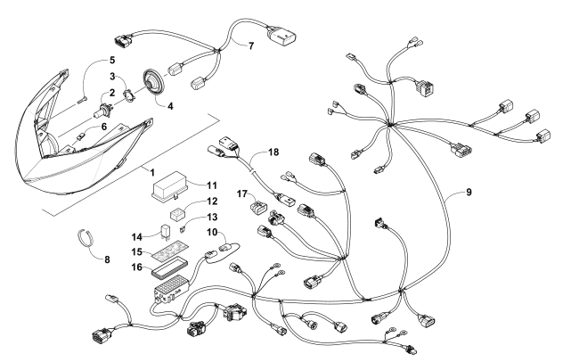 Parts Diagram for Arctic Cat 2016 PANTERA 7000 XT LTD SNOWMOBILE HEADLIGHT AND WIRING ASSEMBLIES