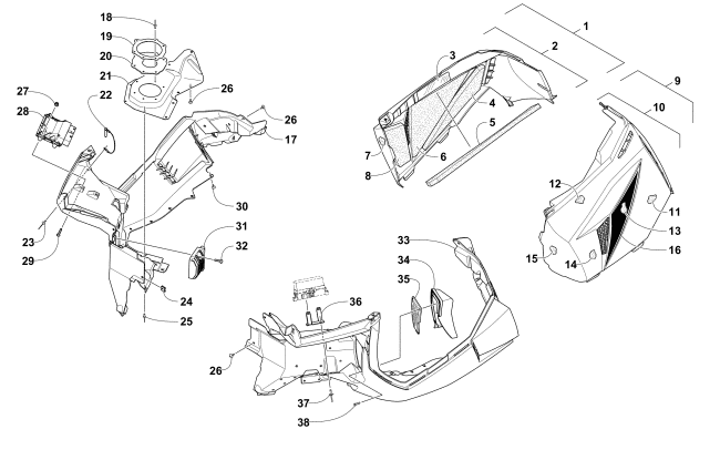 Parts Diagram for Arctic Cat 2016 PANTERA 7000 XT LTD SNOWMOBILE SKID PLATE AND SIDE PANEL ASSEMBLY