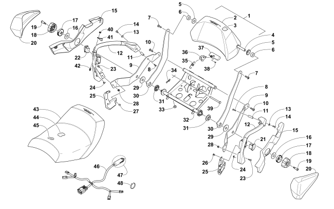 Parts Diagram for Arctic Cat 2017 PANTERA 7000 XT LTD SNOWMOBILE PASSENGER SEAT AND BACKREST ASSEMBLY