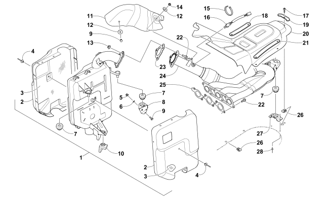 Parts Diagram for Arctic Cat 2016 BEARCAT 7000 XT GROOMER SPECIAL SNOWMOBILE EXHAUST ASSEMBLY