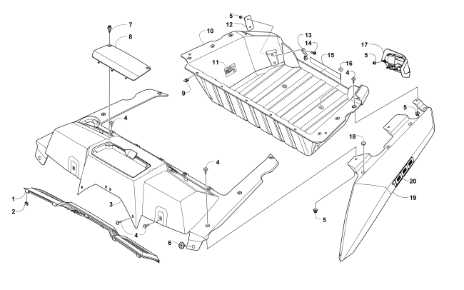 Parts Diagram for Arctic Cat 2016 WILDCAT X LTD EPS ATV CARGO BOX AND TAILLIGHT ASSEMBLY (SE)