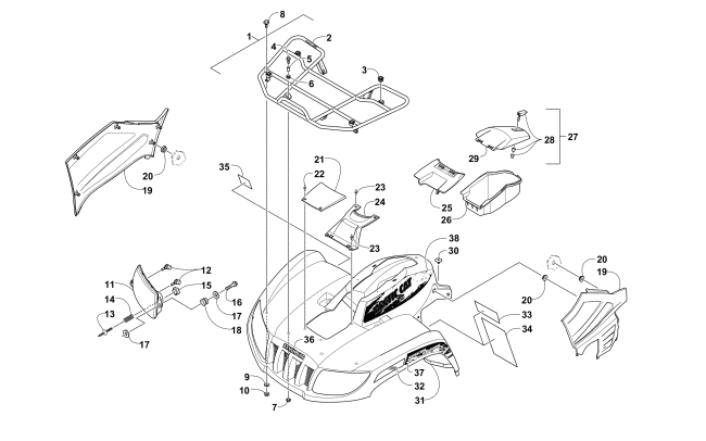 Parts Diagram for Arctic Cat 2016 TRV 700 EPS SE ATV FRONT RACK, BODY PANEL, AND HEADLIGHT ASSEMBLIES (Black)