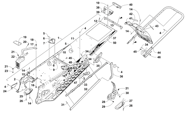 Parts Diagram for Arctic Cat 2016 M 6000 LTD 153 SNOWMOBILE TUNNEL, REAR BUMPER, AND SNOWFLAP ASSEMBLY