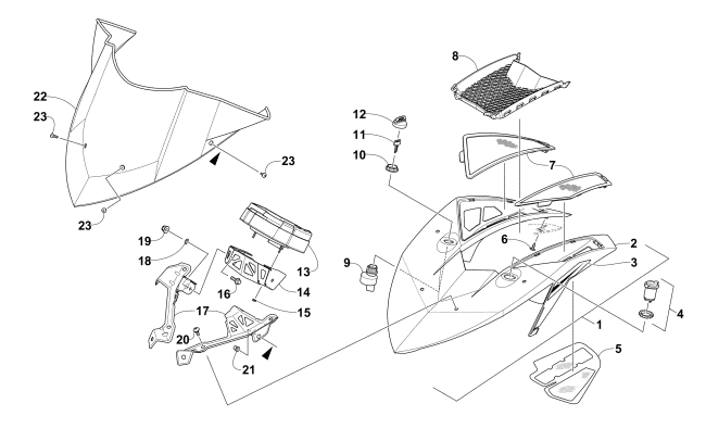 Parts Diagram for Arctic Cat 2016 M 8000 SNO PRO 162 ES SNOWMOBILE WINDSHIELD AND INSTRUMENTS ASSEMBLIES