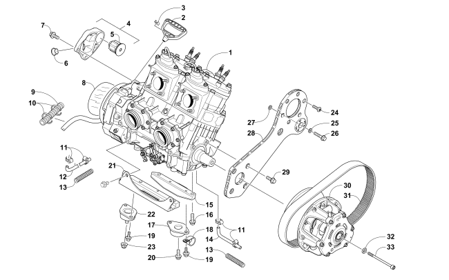Parts Diagram for Arctic Cat 2016 ZR 8000 LXR 129 ES SNOWMOBILE ENGINE AND RELATED PARTS