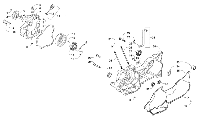 Parts Diagram for Arctic Cat 2017 150 UTILITY ATV RIGHT CRANKCASE AND COVER ASSEMBLY