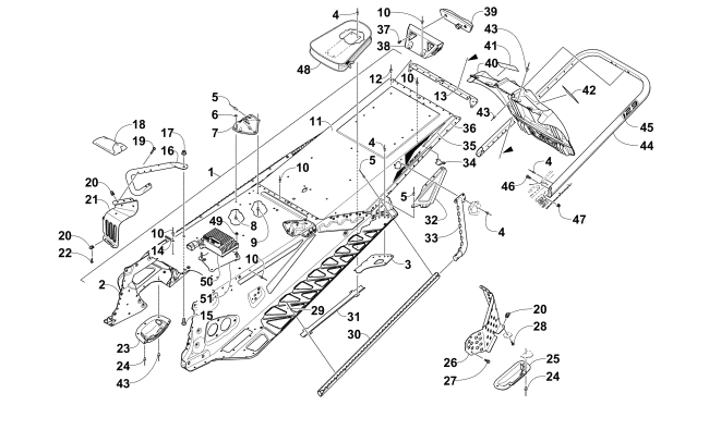 Parts Diagram for Arctic Cat 2016 ZR 4000 LXR 129 SNOWMOBILE TUNNEL, REAR BUMPER, AND SNOWFLAP ASSEMBLY