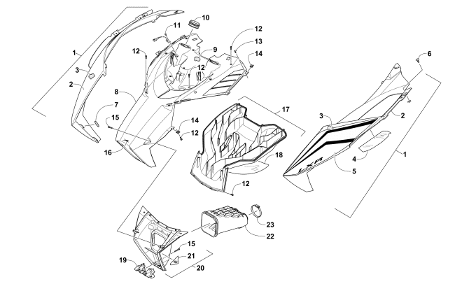 Parts Diagram for Arctic Cat 2016 ZR 8000 LXR ES 137 SNOWMOBILE HOOD AND AIR INTAKE ASSEMBLY