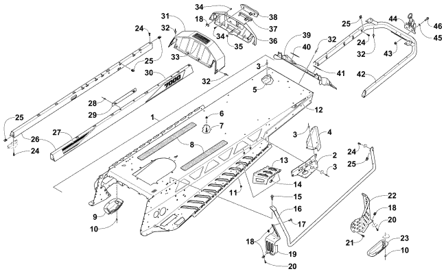 Parts Diagram for Arctic Cat 2016 BEARCAT 7000 XT SNOWMOBILE TUNNEL AND REAR RACK ASSEMBLY (OS)