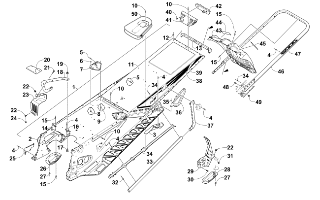 Parts Diagram for Arctic Cat 2016 M 6000 SNO PRO ES 141 SNOWMOBILE TUNNEL, REAR BUMPER, AND SNOWFLAP ASSEMBLY