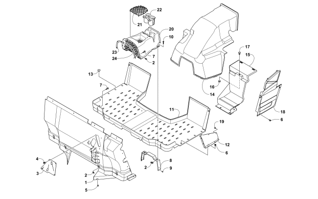 Parts Diagram for Arctic Cat 2016 PROWLER 1000 XT ATV CONSOLE AND FLOOR PANEL ASSEMBLY