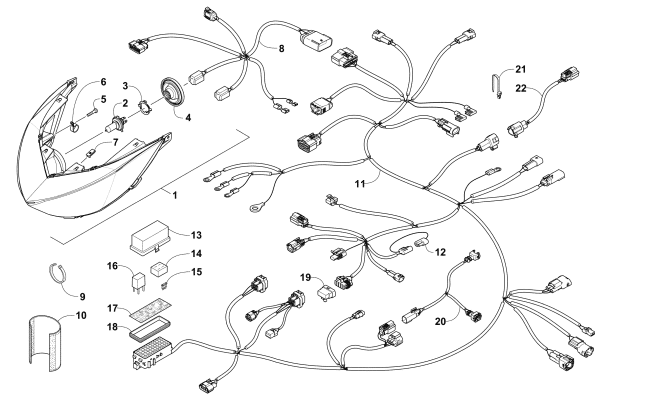 Parts Diagram for Arctic Cat 2016 M 6000 ES 141 SNOWMOBILE HEADLIGHT AND WIRING ASSEMBLIES