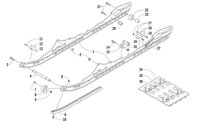 Parts Diagram for Arctic Cat 2016 PANTERA 3000 SNOWMOBILE SLIDE RAIL AND TRACK ASSEMBLY