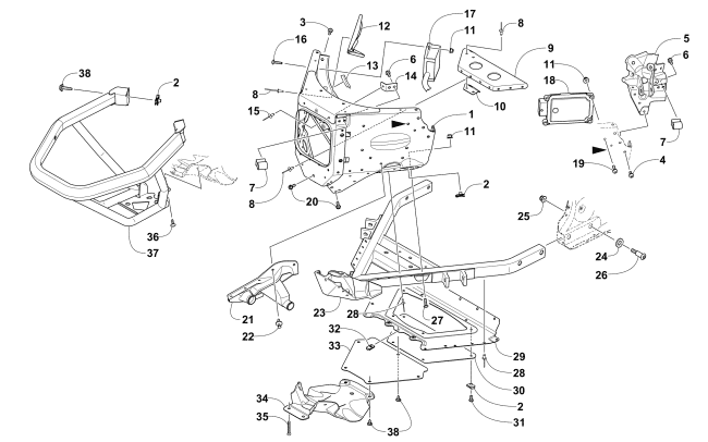 Parts Diagram for Arctic Cat 2016 PANTERA 3000 SNOWMOBILE FRONT BUMPER AND FRAME ASSEMBLY