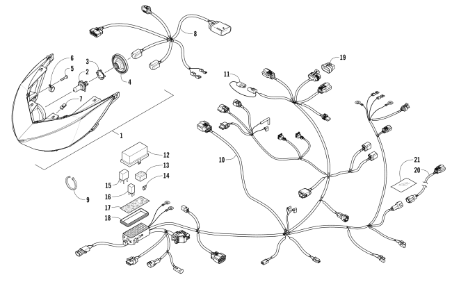 Parts Diagram for Arctic Cat 2017 PANTERA 3000 SNOWMOBILE HEADLIGHT AND WIRING ASSEMBLIES