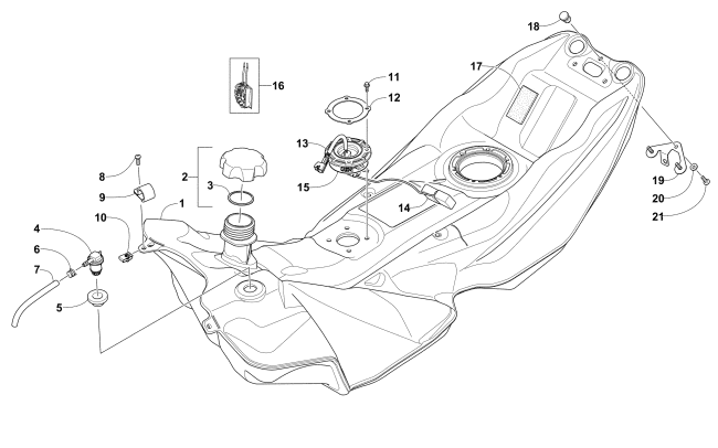 Parts Diagram for Arctic Cat 2017 PANTERA 3000 SNOWMOBILE GAS TANK ASSEMBLY