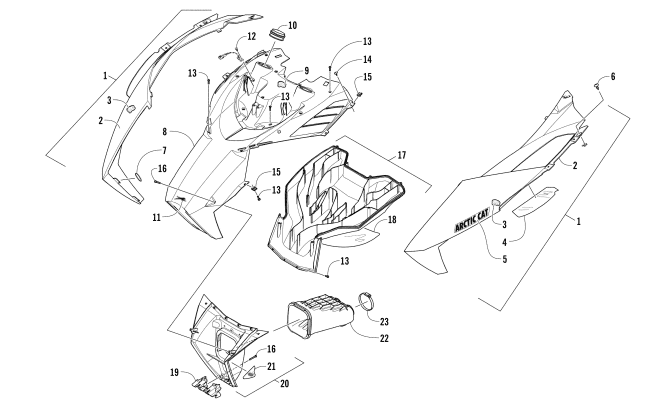 Parts Diagram for Arctic Cat 2016 ZR 8000 SNO PRO RR 129 SNOWMOBILE HOOD AND AIR INTAKE ASSEMBLY