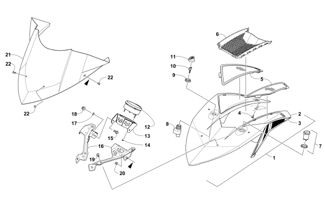 Parts Diagram for Arctic Cat 2016 ZR 4000 RR 129 SNOWMOBILE WINDSHIELD AND INSTRUMENTS ASSEMBLIES