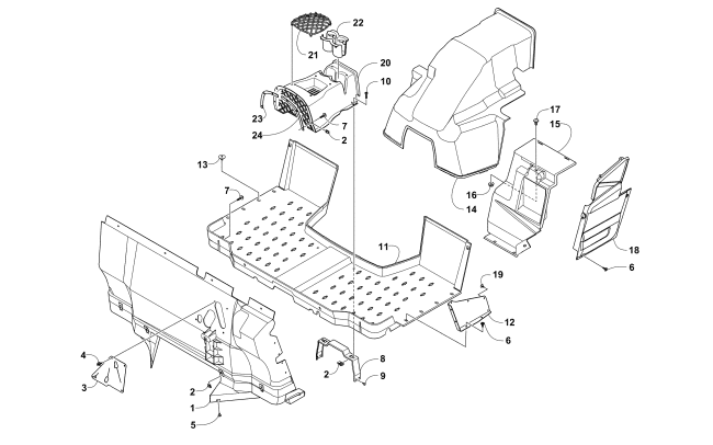 Parts Diagram for Arctic Cat 2016 PROWLER 700 XT EPS ATV CONSOLE AND FLOOR PANEL ASSEMBLY