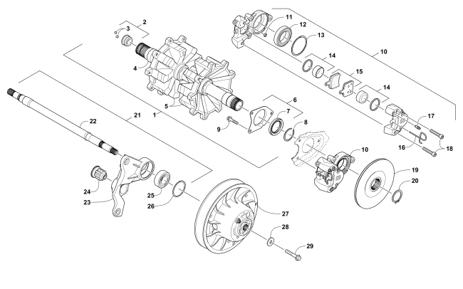 Parts Diagram for Arctic Cat 2016 ZR 5000 LXR SNOWMOBILE DRIVE TRAIN SHAFTS AND BRAKE ASSEMBLIES