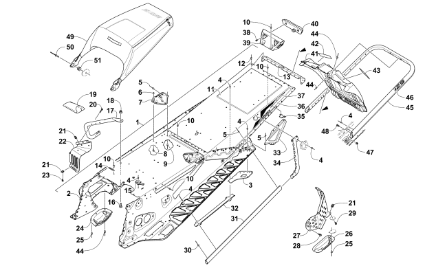 Parts Diagram for Arctic Cat 2016 ZR 5000 LXR SNOWMOBILE TUNNEL, REAR BUMPER, AND SNOWFLAP ASSEMBLY