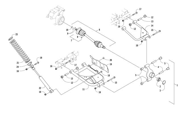 Parts Diagram for Arctic Cat 2016 HDX 500 XT ATV REAR SUSPENSION ASSEMBLY