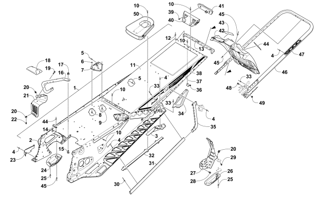 Parts Diagram for Arctic Cat 2016 XF 6000 HIGH COUNTRY 141 SNOWMOBILE TUNNEL, REAR BUMPER, AND SNOWFLAP ASSEMBLY
