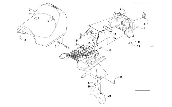 Parts Diagram for Arctic Cat 2016 LYNX 2000 LT SNOWMOBILE FRONT SEAT ASSEMBLY