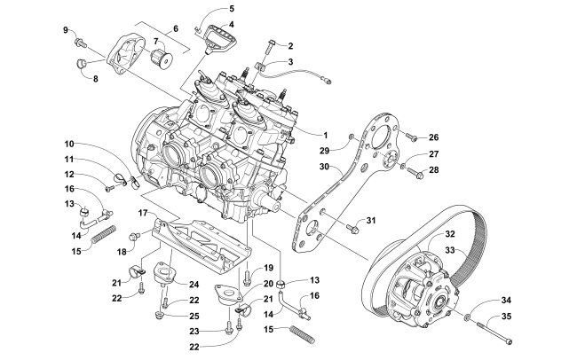 Parts Diagram for Arctic Cat 2016 M 6000 ES 153 SNOWMOBILE ENGINE AND RELATED PARTS