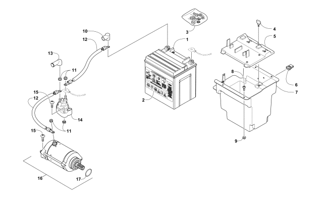 Parts Diagram for Arctic Cat 2016 PROWLER 700 XT EPS ATV BATTERY AND STARTER MOTOR ASSEMBLY