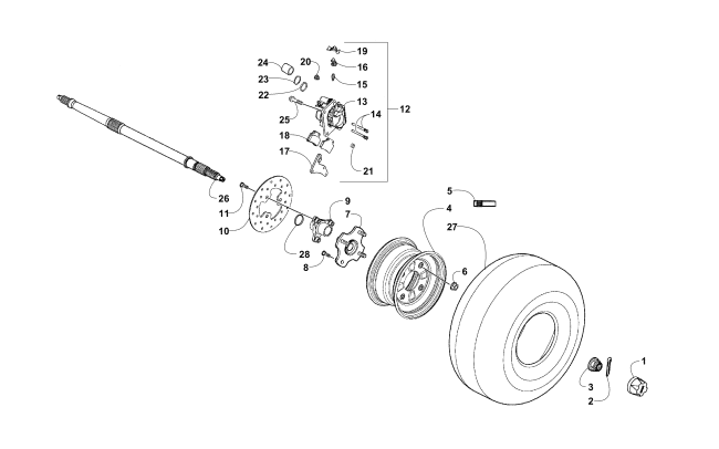 Parts Diagram for Arctic Cat 2018 ALTERRA 300 ATV REAR WHEELS, AXLE, AND BRAKE ASSEMBLY