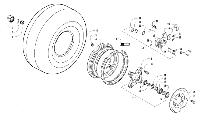 Parts Diagram for Arctic Cat 2016 300 2X4 UTILITY ATV FRONT WHEELS AND BRAKE ASSEMBLY