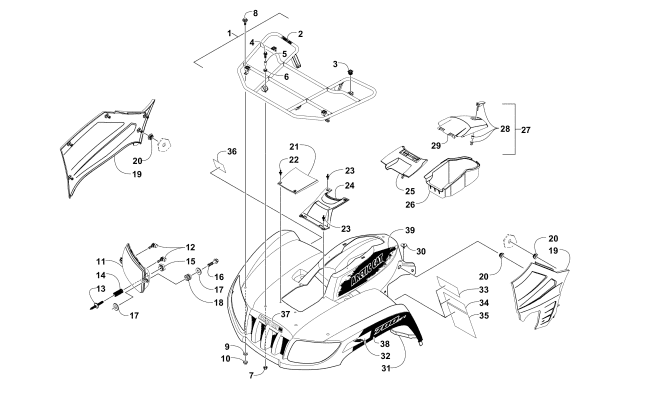 Parts Diagram for Arctic Cat 2016 TBX 700 EPS SE / ATV FRONT RACK, BODY PANEL, AND HEADLIGHT ASSEMBLIES (SE)