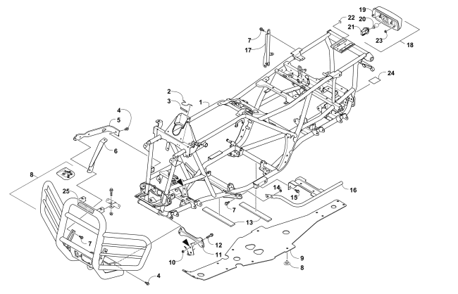 Parts Diagram for Arctic Cat 2016 TBX 700 EPS ATV FRAME, TAILLIGHT, AND RELATED PARTS (SE)