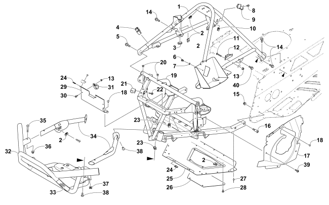 Parts Diagram for Arctic Cat 2016 BEARCAT 7000 XT GROOMER SPECIAL SNOWMOBILE FRONT BUMPER, FRAME, AND STEERING SUPPORT ASSEMBLY