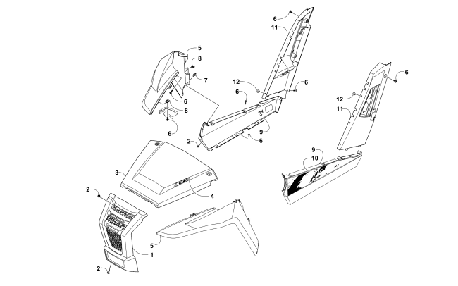 Parts Diagram for Arctic Cat 2016 WILDCAT TRAIL SE EPS / ATV FRONT AND SIDE PANEL ASSEMBLIES