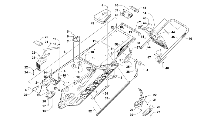 Parts Diagram for Arctic Cat 2016 ZR 6000 SNO PRO ES 129 SNOWMOBILE TUNNEL, REAR BUMPER, AND SNOWFLAP ASSEMBLY