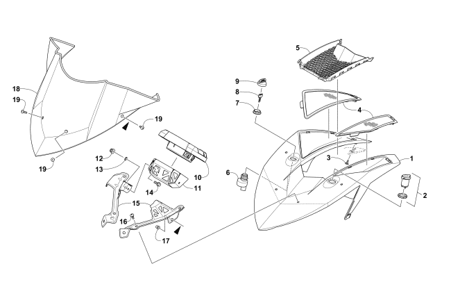 Parts Diagram for Arctic Cat 2016 ZR 6000 SNO PRO ES 137 SNOWMOBILE WINDSHIELD AND INSTRUMENTS ASSEMBLIES