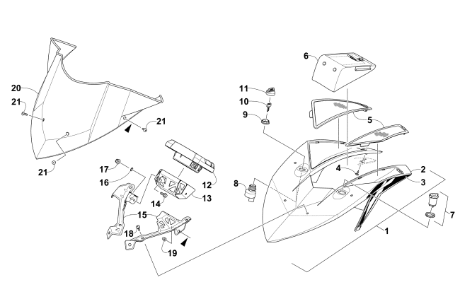 Parts Diagram for Arctic Cat 2016 ZR 6000 LTD 129 ES SNOWMOBILE WINDSHIELD AND INSTRUMENTS ASSEMBLIES