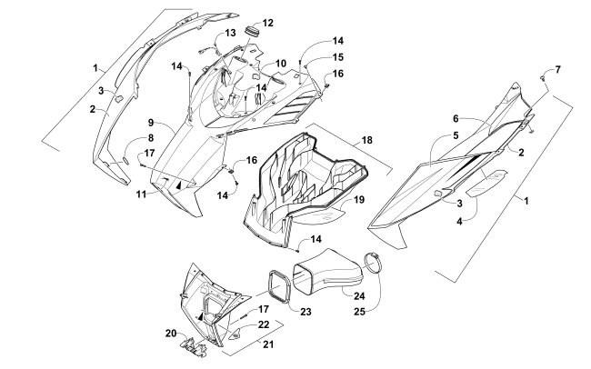 Parts Diagram for Arctic Cat 2016 M 8000 SE 141 ES SNOWMOBILE HOOD AND AIR INTAKE ASSEMBLY