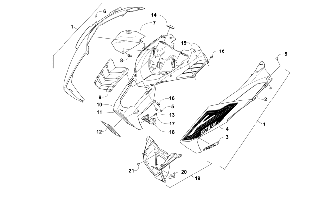 Parts Diagram for Arctic Cat 2016 XF 7000 CROSSTREK SNOWMOBILE HOOD ASSEMBLY