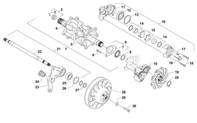 Parts Diagram for Arctic Cat 2016 M 9000 LTD 162 SNOWMOBILE DRIVE TRAIN SHAFTS AND BRAKE ASSEMBLIES