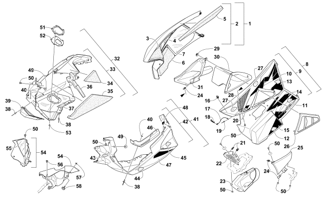 Parts Diagram for Arctic Cat 2016 M 9000 LTD 162 SNOWMOBILE SKID PLATE AND SIDE PANEL ASSEMBLY