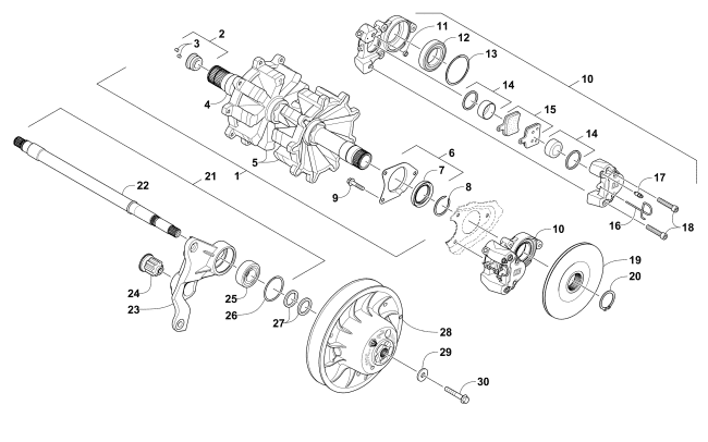 Parts Diagram for Arctic Cat 2016 ZR 9000 SNO PRO 129 SNOWMOBILE DRIVE TRAIN SHAFTS AND BRAKE ASSEMBLIES