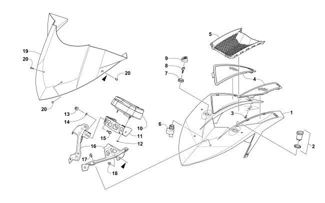 Parts Diagram for Arctic Cat 2016 ZR 9000 SNO PRO 129 SNOWMOBILE WINDSHIELD AND INSTRUMENTS ASSEMBLIES