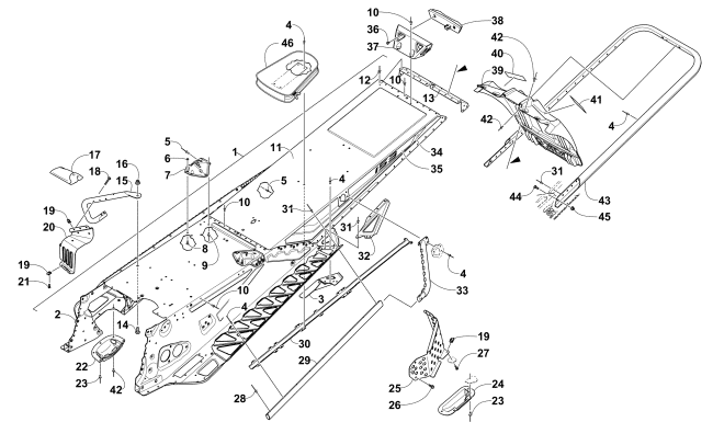 Parts Diagram for Arctic Cat 2016 M 8000 HCR 153 SNOWMOBILE TUNNEL, REAR BUMPER, AND SNOWFLAP ASSEMBLY