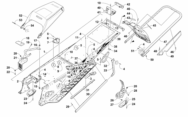 Parts Diagram for Arctic Cat 2016 ZR 8000 LTD ES 137 SNOWMOBILE TUNNEL, REAR BUMPER, AND SNOWFLAP ASSEMBLY