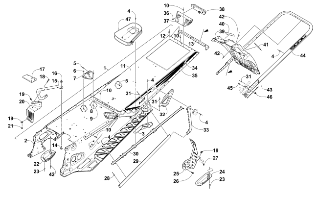 Parts Diagram for Arctic Cat 2016 M 8000 SE 141 SNOWMOBILE TUNNEL, REAR BUMPER, AND SNOWFLAP ASSEMBLY